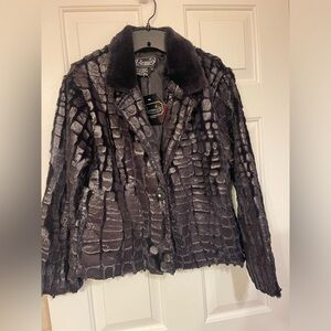 Rochelle BLACK FAUX CROCO EMBOSSED Jacketsize S and M